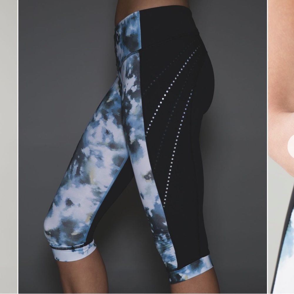 Lululemon Stop At Nothing Full On Luxtreme Crop Sz 2 Mini Blooming Aquamarine